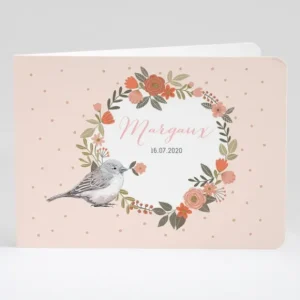 Faire-part de naissance Bird and flowers*Faire-part Elégant Best