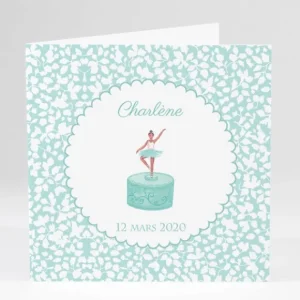 Faire-part de naissance Boite a musique danseuse*Faire-part Elégant Clearance
