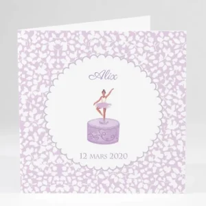 Faire-part de naissance Boite a musique danseuse*Faire-part Elégant Clearance