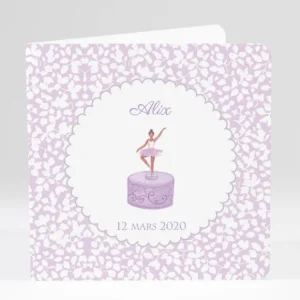 Faire-part de naissance Boite a musique danseuse*Faire-part Elégant Clearance