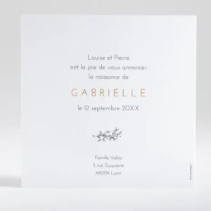 Faire-part de naissance Branche en or photo*Faire-part Elégant Discount