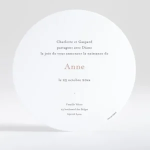 Faire-part de naissance Brindille doree rond*Faire-part Elégant New