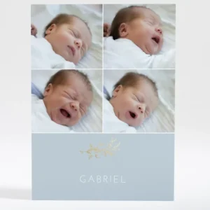 Faire-part de naissance Brindille doree 4 photos*Faire-part Elégant New