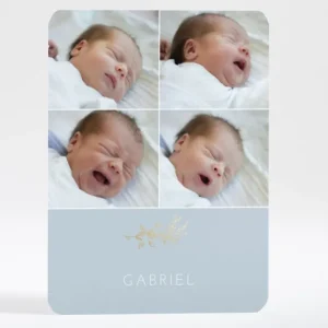 Faire-part de naissance Brindille doree 4 photos*Faire-part Elégant New