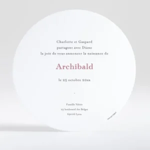 Faire-part de naissance Brindille doree rond*Faire-part Elégant New