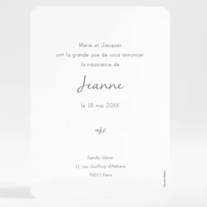 Faire-part de naissance Brindille doree*Faire-part Elégant New