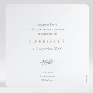 Faire-part de naissance Branche en or photo*Faire-part Elégant Discount