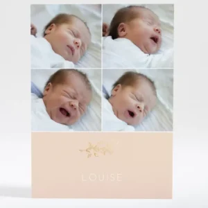 Faire-part de naissance Brindille doree 4 photos*Faire-part Elégant New