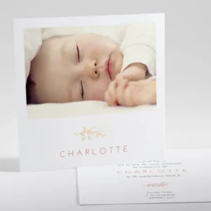 Faire-part de naissance Branche en or photo*Faire-part Elégant Discount