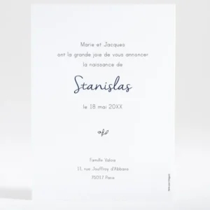 Faire-part de naissance Brindille doree*Faire-part Elégant New