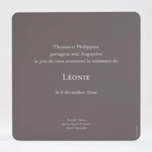 Faire-part de naissance Branche de pin*Faire-part Elégant Best