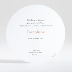 Faire-part de naissance Brindille doree rond*Faire-part Elégant New