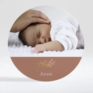 Faire-part de naissance Brindille doree rond*Faire-part Elégant New