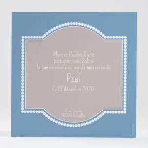 Faire-part de naissance Cadre perle photo*Faire-part Elégant New