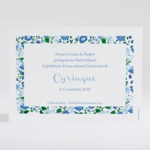 Faire-part de naissance Cadre liberty*Faire-part Elégant Outlet