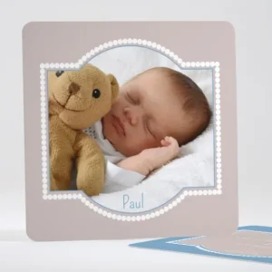Faire-part de naissance Cadre perle photo*Faire-part Elégant New