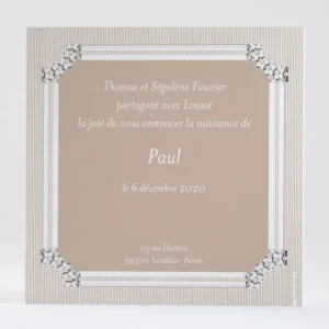 Faire-part de naissance Cadre baroque et elegant*Faire-part Elégant Discount
