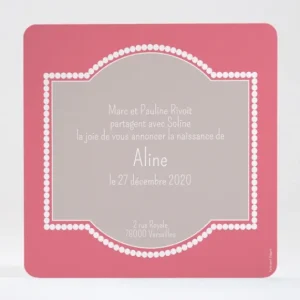 Faire-part de naissance Cadre perle photo*Faire-part Elégant New