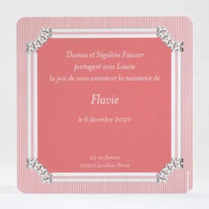 Faire-part de naissance Cadre baroque et elegant*Faire-part Elégant Discount