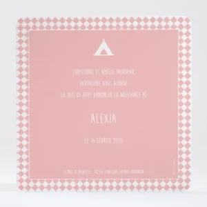 Faire-part de naissance Cadre losanges*Faire-part Elégant Discount