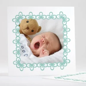 Faire-part de naissance Cadre photo fleuri*Faire-part Elégant Best