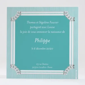 Faire-part de naissance Cadre baroque et elegant*Faire-part Elégant Discount