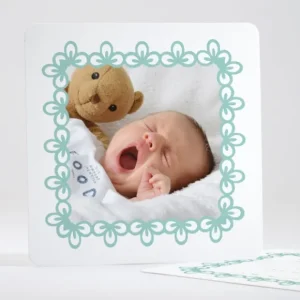 Faire-part de naissance Cadre photo fleuri*Faire-part Elégant Best