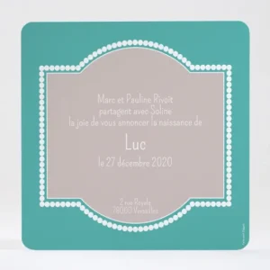 Faire-part de naissance Cadre perle photo*Faire-part Elégant New