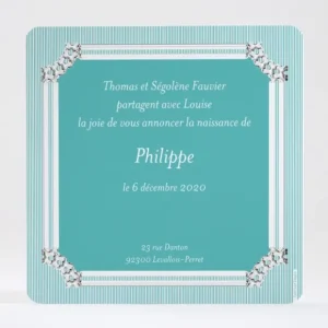 Faire-part de naissance Cadre baroque et elegant*Faire-part Elégant Discount
