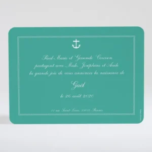 Faire-part de naissance Cascade d'ancres marines*Faire-part Elégant New