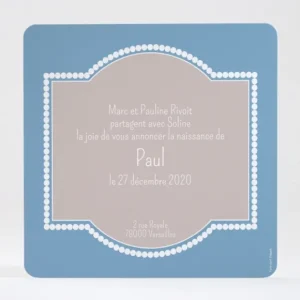 Faire-part de naissance Cadre perle photo*Faire-part Elégant New