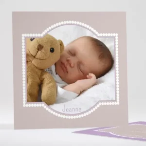 Faire-part de naissance Cadre perle photo*Faire-part Elégant New