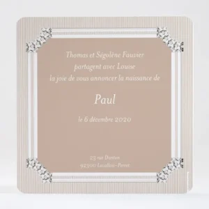 Faire-part de naissance Cadre baroque et elegant*Faire-part Elégant Discount
