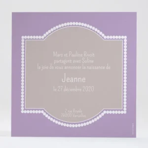 Faire-part de naissance Cadre perle photo*Faire-part Elégant New