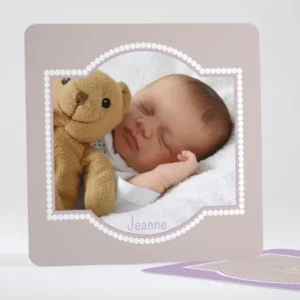 Faire-part de naissance Cadre perle photo*Faire-part Elégant New