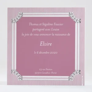 Faire-part de naissance Cadre baroque et elegant*Faire-part Elégant Discount