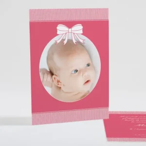 Faire-part de naissance Cadre photo noeud elegant*Faire-part Elégant Clearance