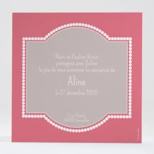 Faire-part de naissance Cadre perle photo*Faire-part Elégant New
