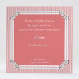 Faire-part de naissance Cadre baroque et elegant*Faire-part Elégant Discount