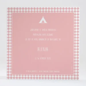 Faire-part de naissance Cadre losanges*Faire-part Elégant Discount