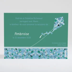 Faire-part de naissance Cerf volant liberty*Faire-part Elégant Online