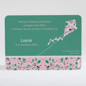 Faire-part de naissance Cerf volant liberty*Faire-part Elégant Online