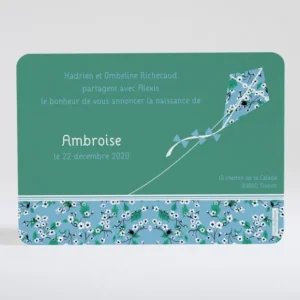 Faire-part de naissance Cerf volant liberty*Faire-part Elégant Online