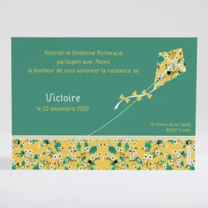 Faire-part de naissance Cerf volant liberty*Faire-part Elégant Online