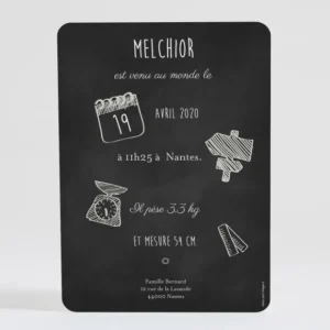 Faire-part de naissance Chalkboard*Faire-part Elégant New