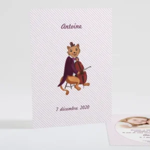 Faire-part de naissance Chat violoncelliste*Faire-part Elégant Best