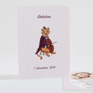 Faire-part de naissance Chat violoncelliste*Faire-part Elégant Best