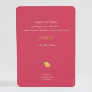 Faire-part de naissance Citronne*Faire-part Elégant New