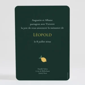 Faire-part de naissance Citronne*Faire-part Elégant New