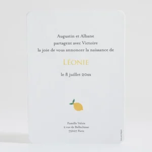 Faire-part de naissance Citronne*Faire-part Elégant New